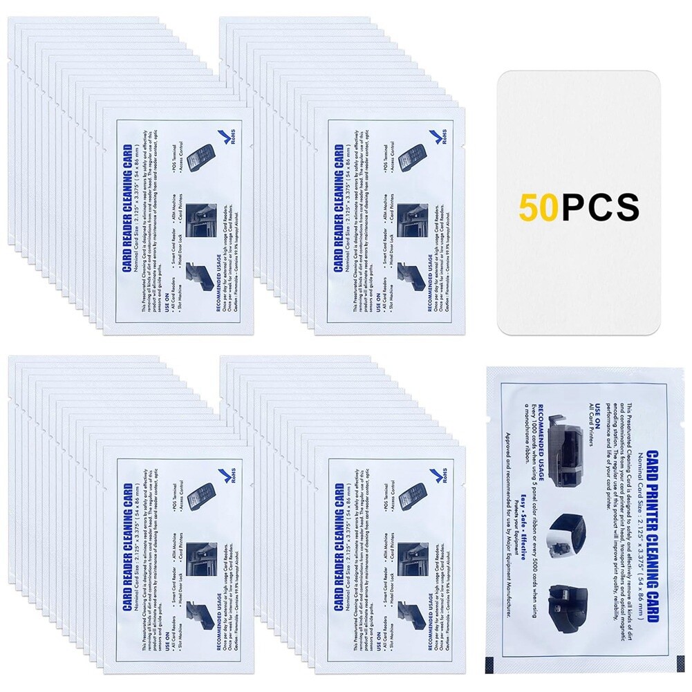 CR80 Card Reader Cleaning Cards, 50PCS Dual Side Card Reader Cleaner, POS5458