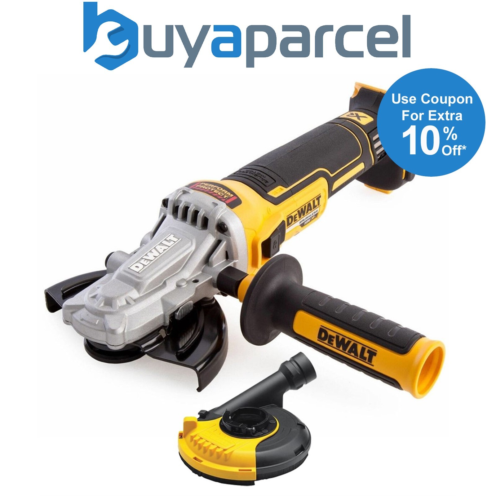 Dewalt DCG405FN 18v Brushless Cordless 125mm Flathead Angle Grinder + Dust Guard