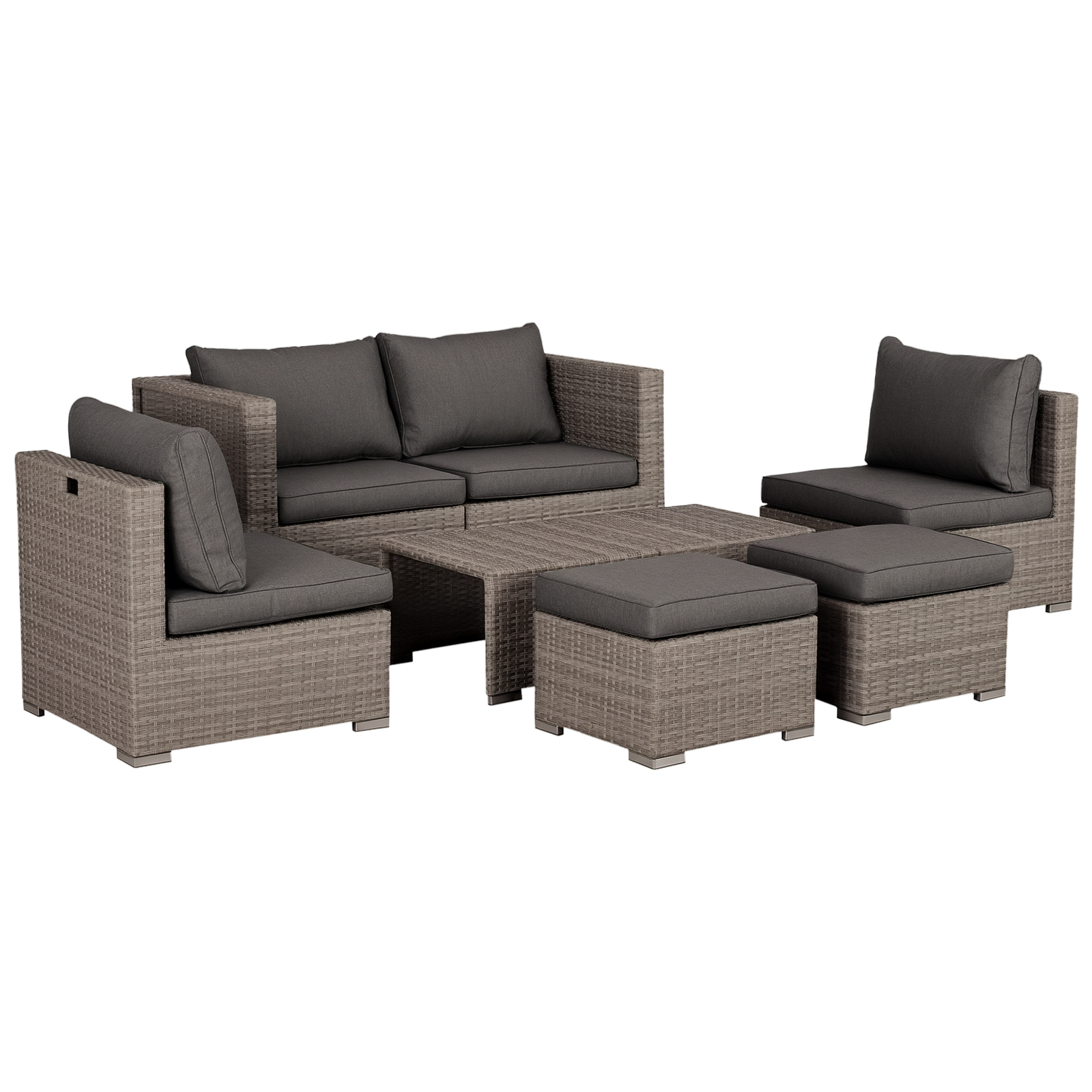 Outsunny 8pc Outdoor Patio Furniture Set Weather Wicker Rattan Sofa Chair Grey