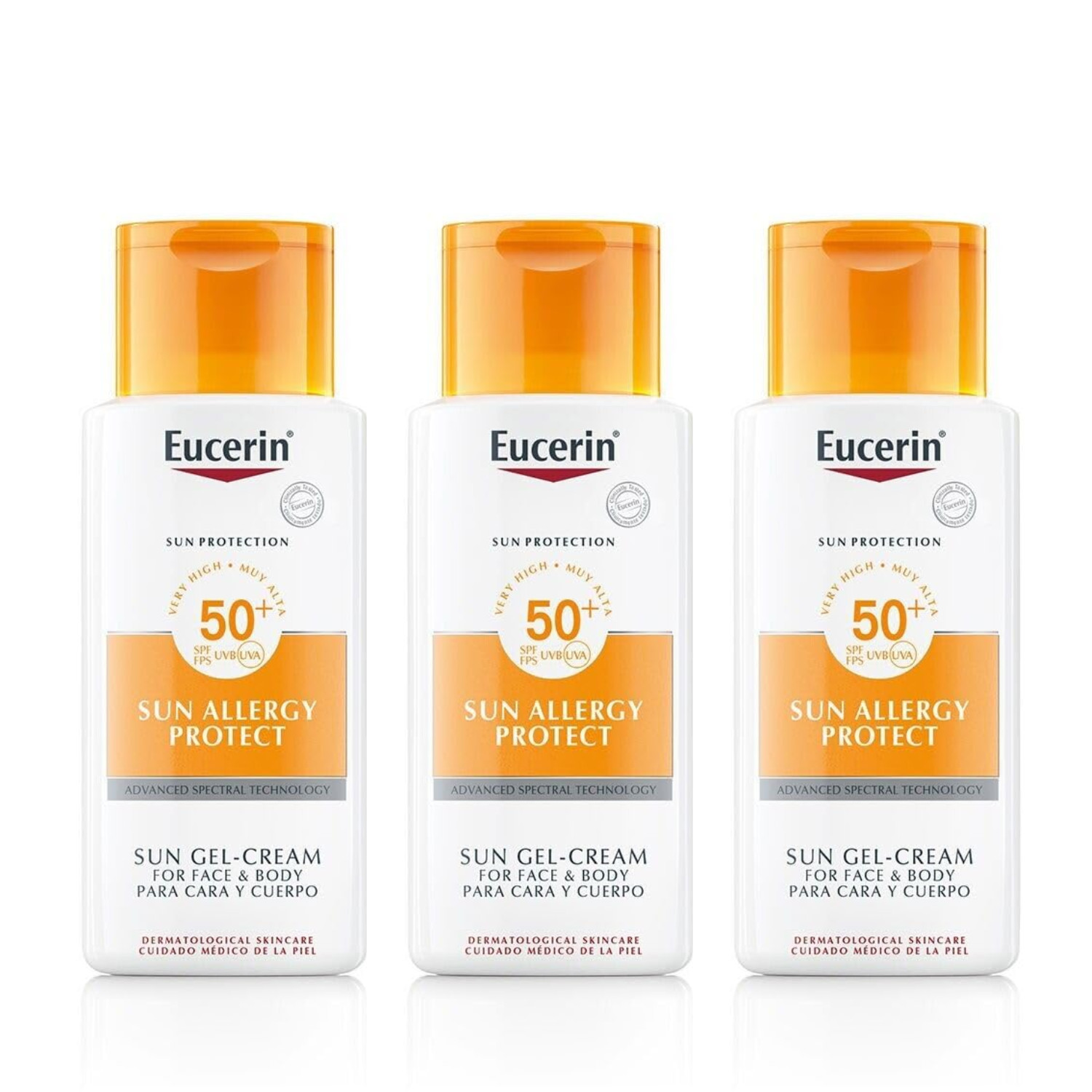 Eucerin Sun Cream Gel Allergy Spf50 150ml - Pack 3