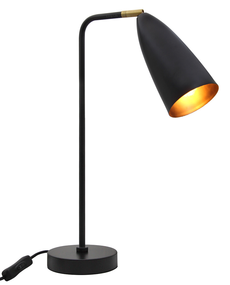 Black Metal Table Lamp Adjustable Shade Brass Joint Desk Lamp Modern H3019