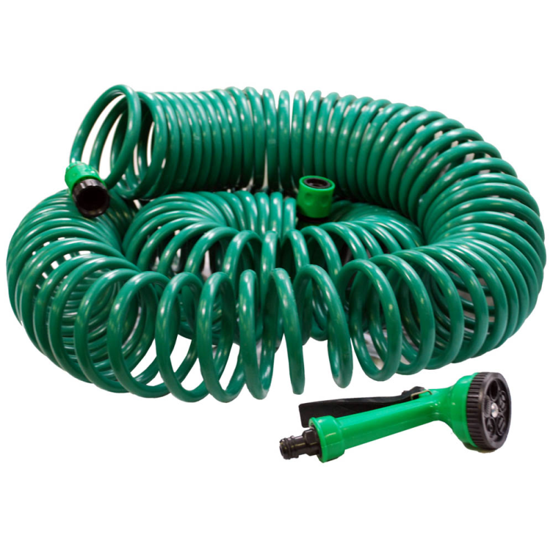 30M 100ft Retractable Coil Hose Pipe Reel Water Spray Gun Nozzle Garden Patio UK