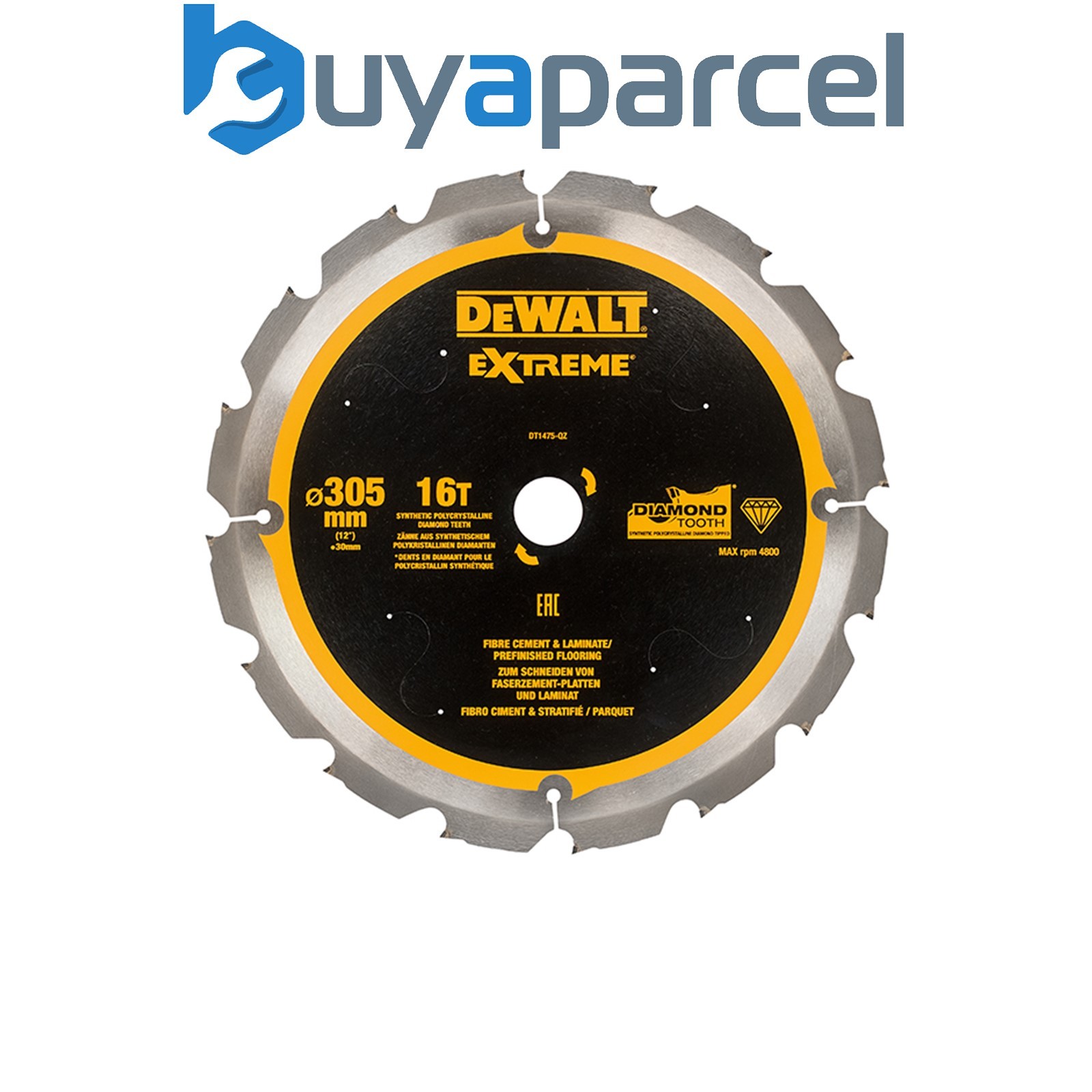 Dewalt DT1475-QZ Extreme PCD Fibre Cement Saw Blade 305 x 30mm x 16T