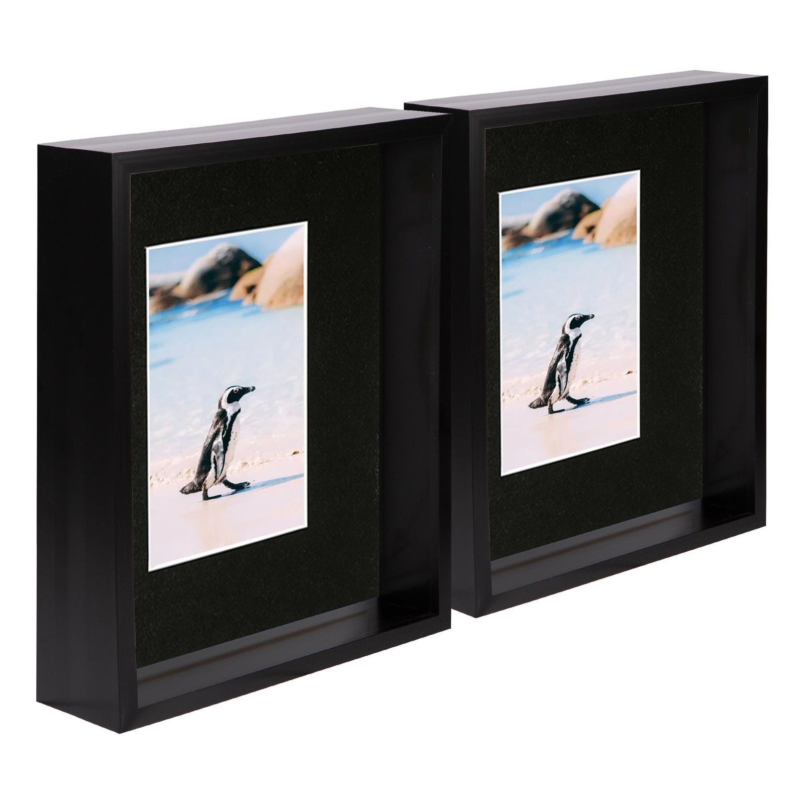 5x Black 8" x 10" 3D Deep Box Photo Frames Black 4" x 6" Mount Shadow Picture