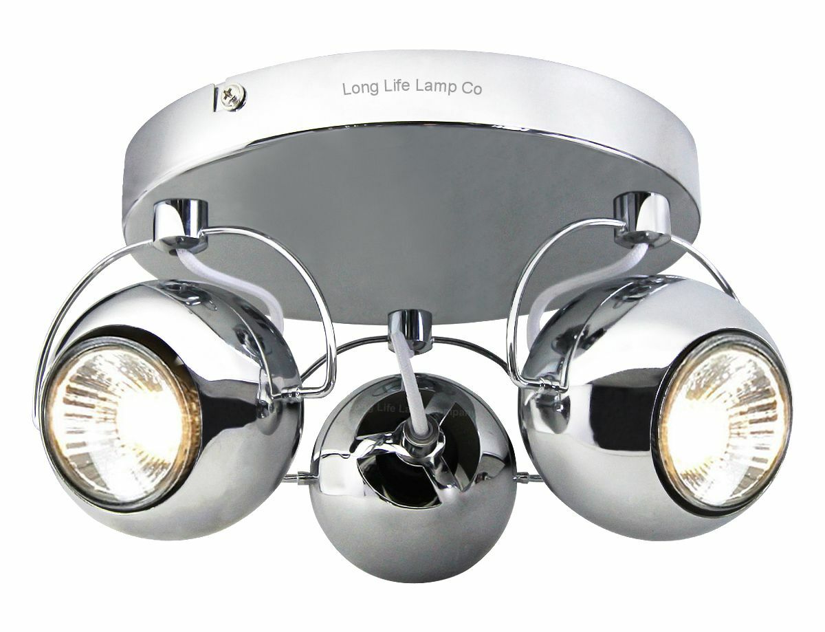 Retro CHROME 3 Way Adjustable Eyeball Ceiling Spotlight Lamp GU10