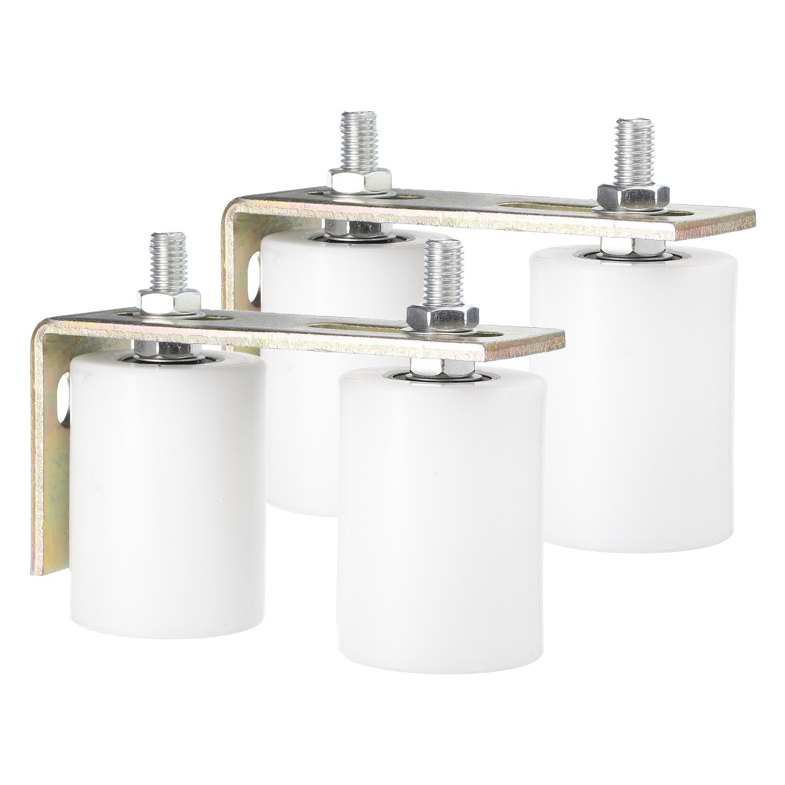 2Set Slide Gate Guide Roller, 2-3/8"x3-1/8" Nylon Gate Support & Bracket, White