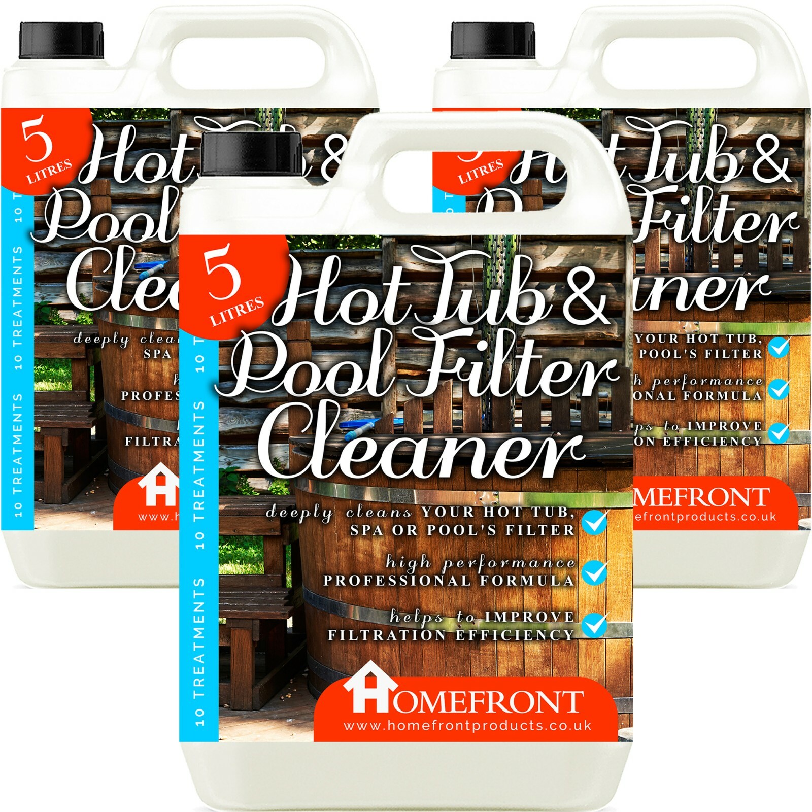 Homefront Hot Tub Filter Cleaner Chemical Spa Pool Oil Dirt Grease Remover 15L