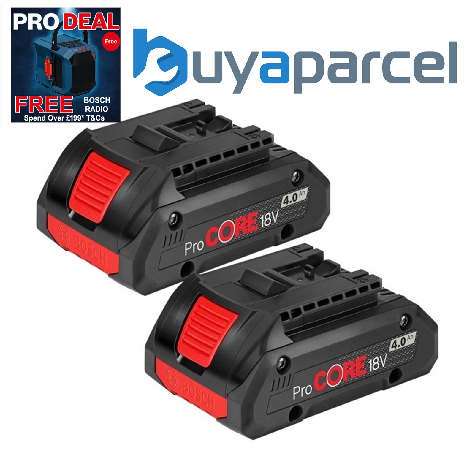 2 x Bosch 1600A016GB ProCORE GBA 18v 4.0Ah Lithium Ion Battery Cordless
