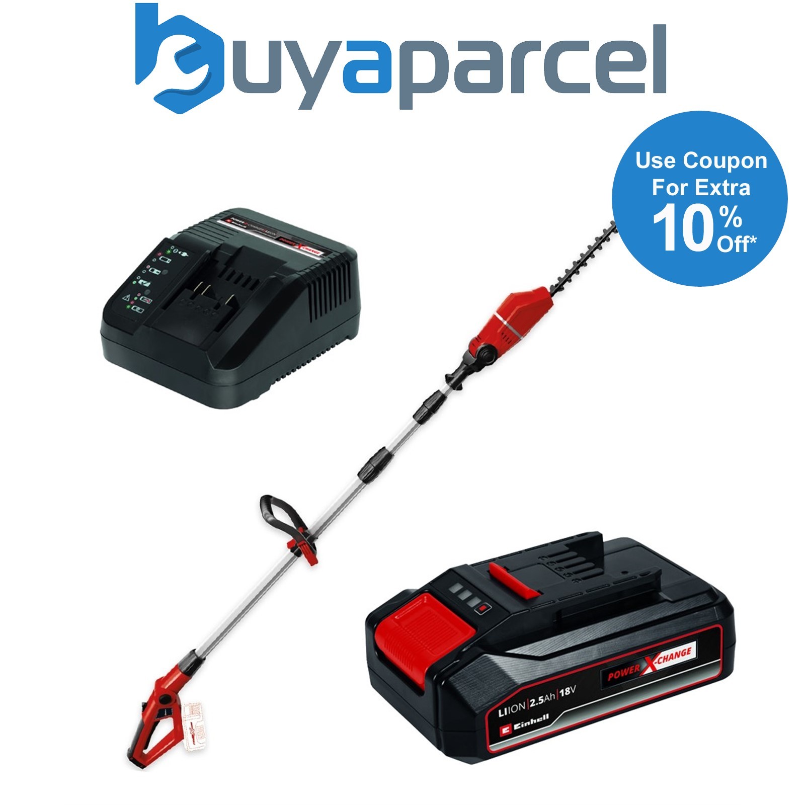 Einhell GE-HH 18/45 18v Telescopic Cordless Pole Hedge Cutter Trimmer Long 2.5ah