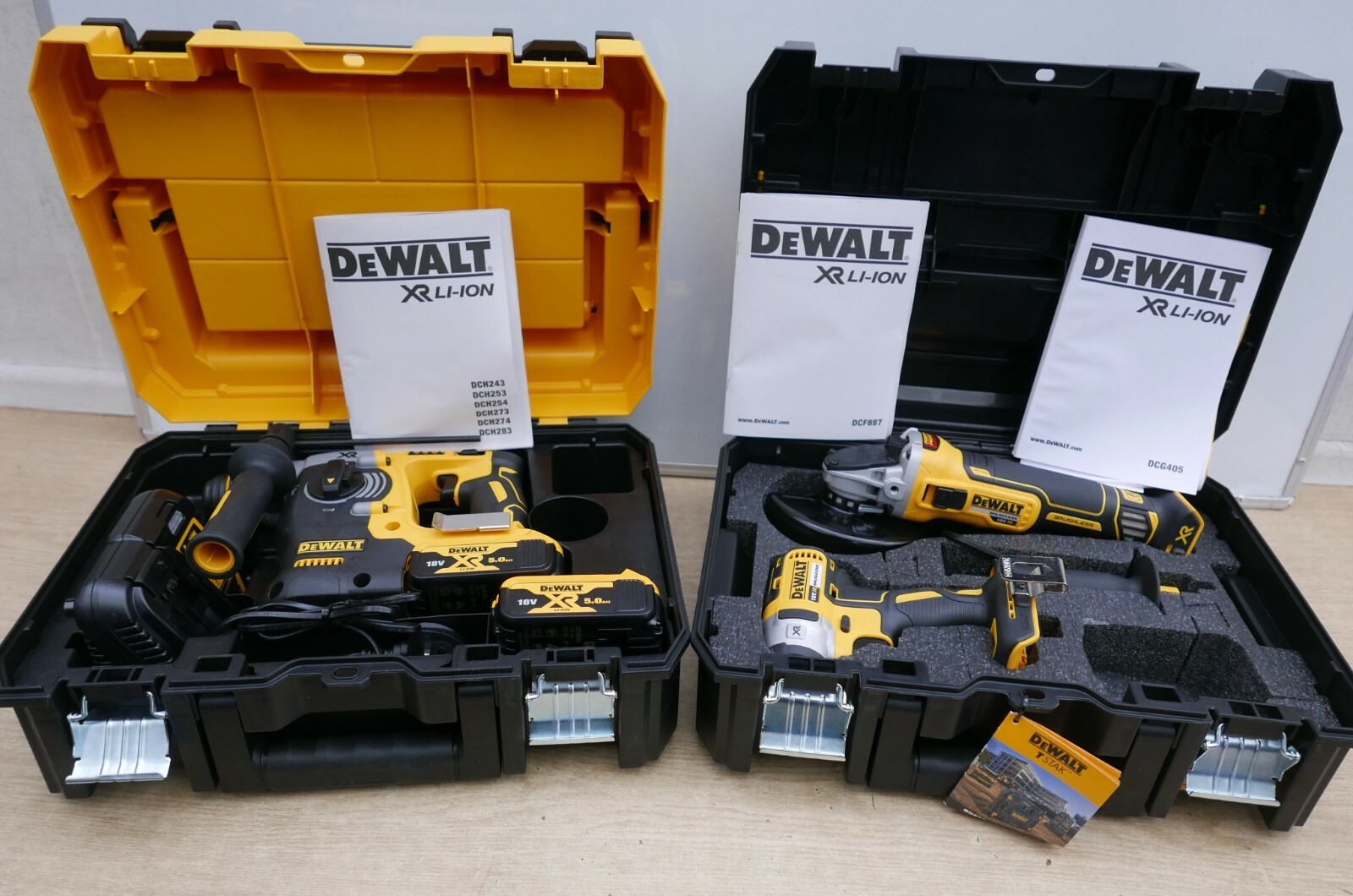 DeWalt DCK305P2T 18v DCH273 SDS DCF887 Impact Driver DCG405 Grinder 2 x 5 AH kit