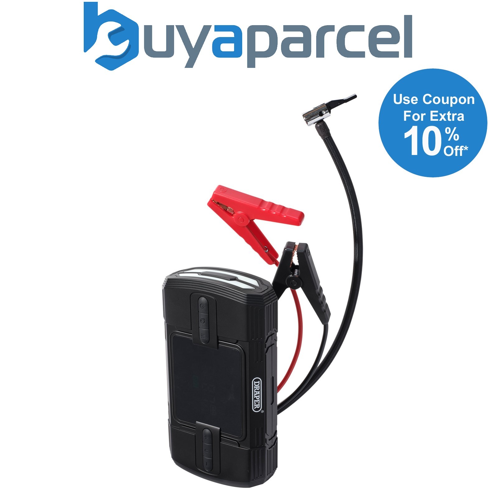 Draper 23722 12V Lithium Jump Starter and Tyre Inflator, 1200A