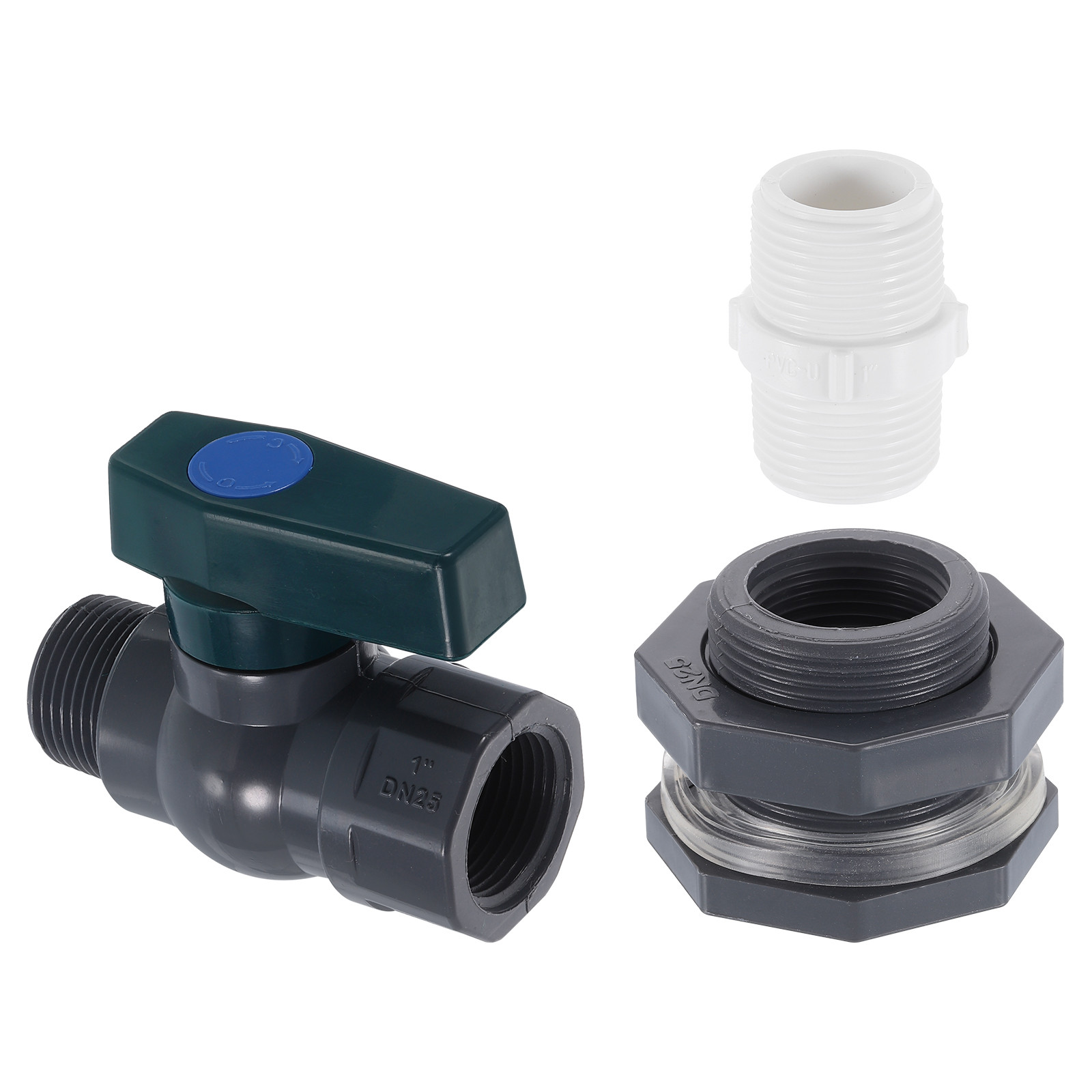 1 Set Rain Barrel Faucet Kit, 1" GHT Plastic Rain Barrel Spigot with Adapter