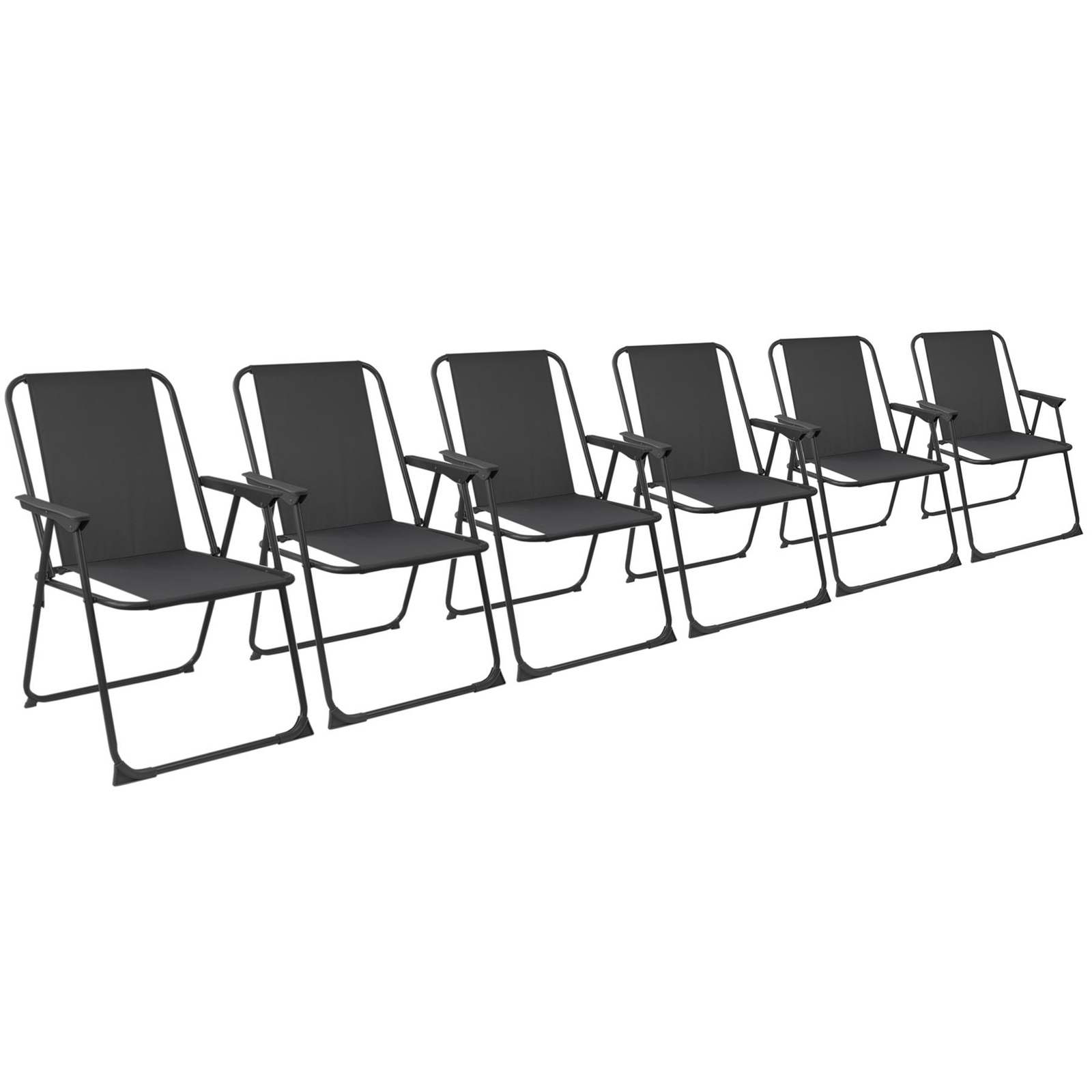 6x Folding Metal Beach Chairs Outdoor Camping Picnic Armchair Canvas Seat Black