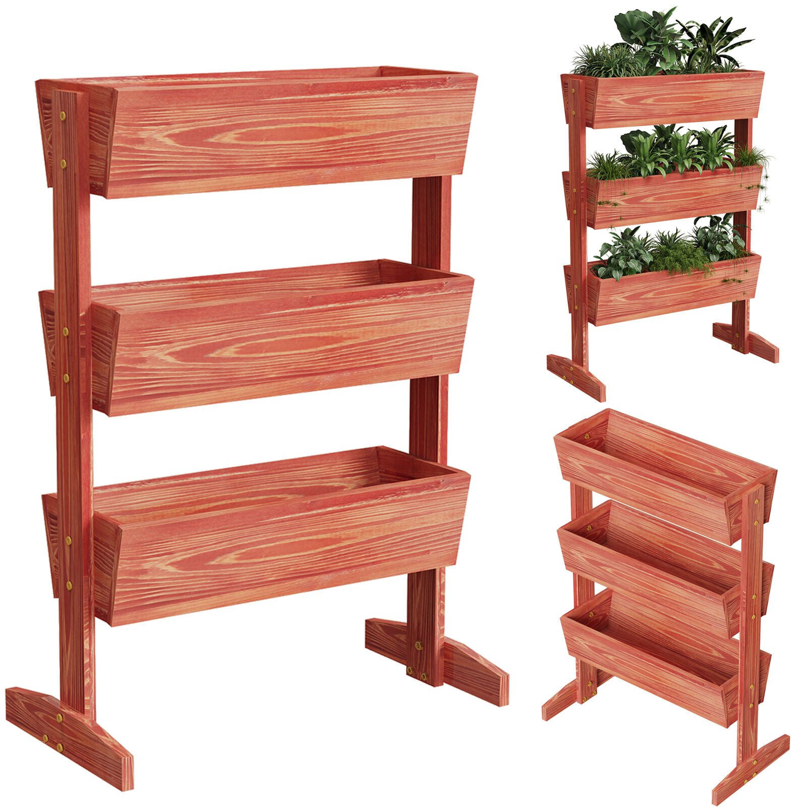 3 Large Containers Vertical Raised Garden Bed Elevated Herb Planter Box Growing