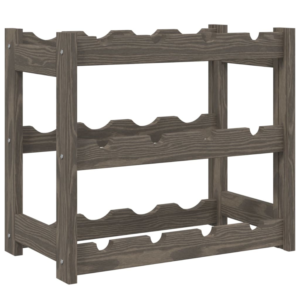 Wine Rack for 12 Bottles Shelf Bottle Holder Grey Solid Wood Pine vidaXL