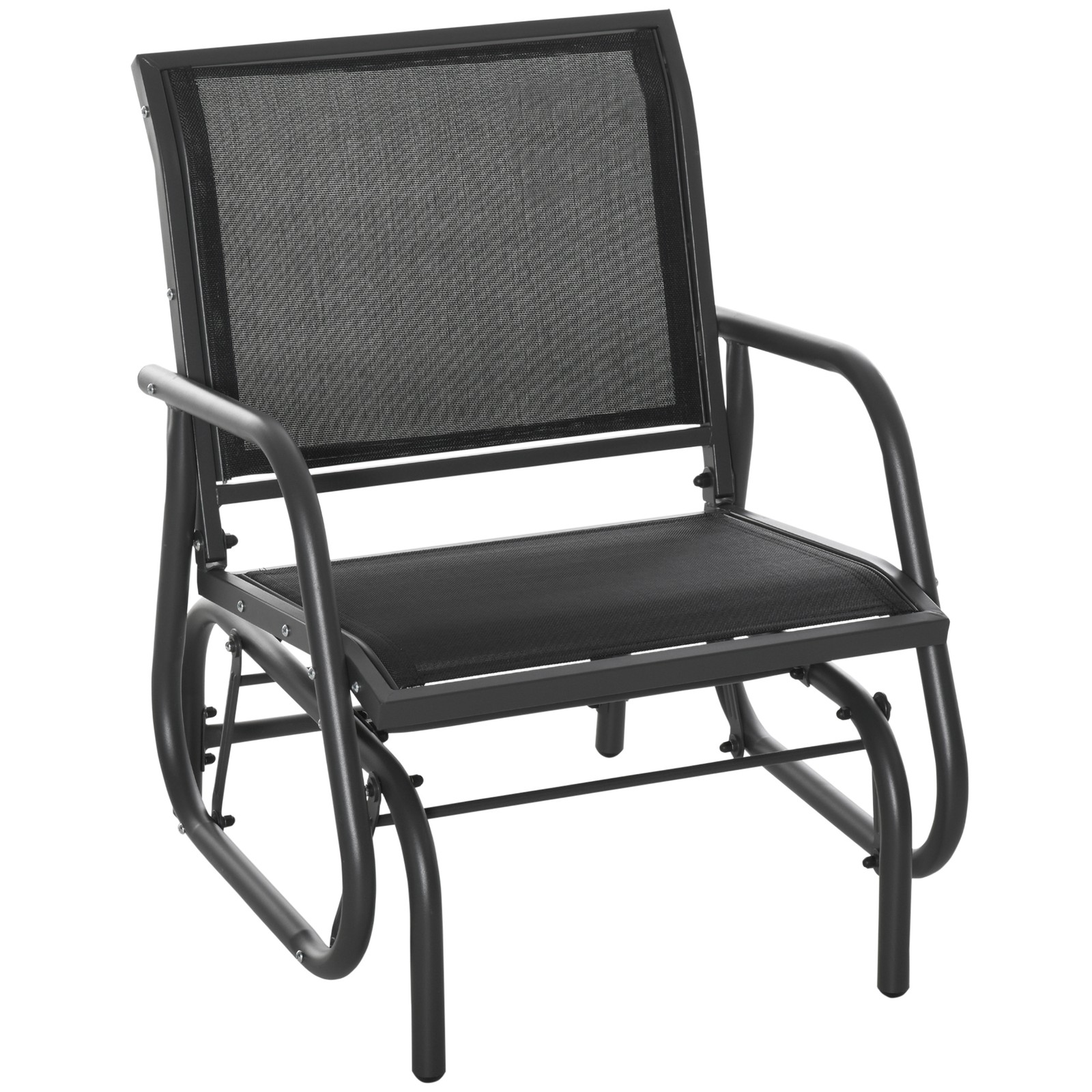 Outsunny Outdoor Gliding Swing Chair Garden Seat w/ Mesh Seat Curved Back Steel