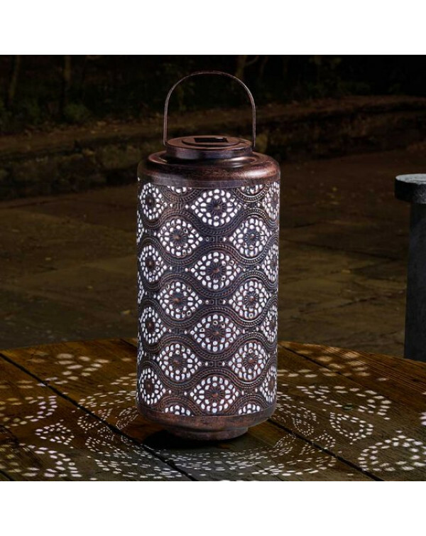 Smart Garden Solar Powered Fez Lantern White LED 42 x 20cm Bronze Effect Lantern