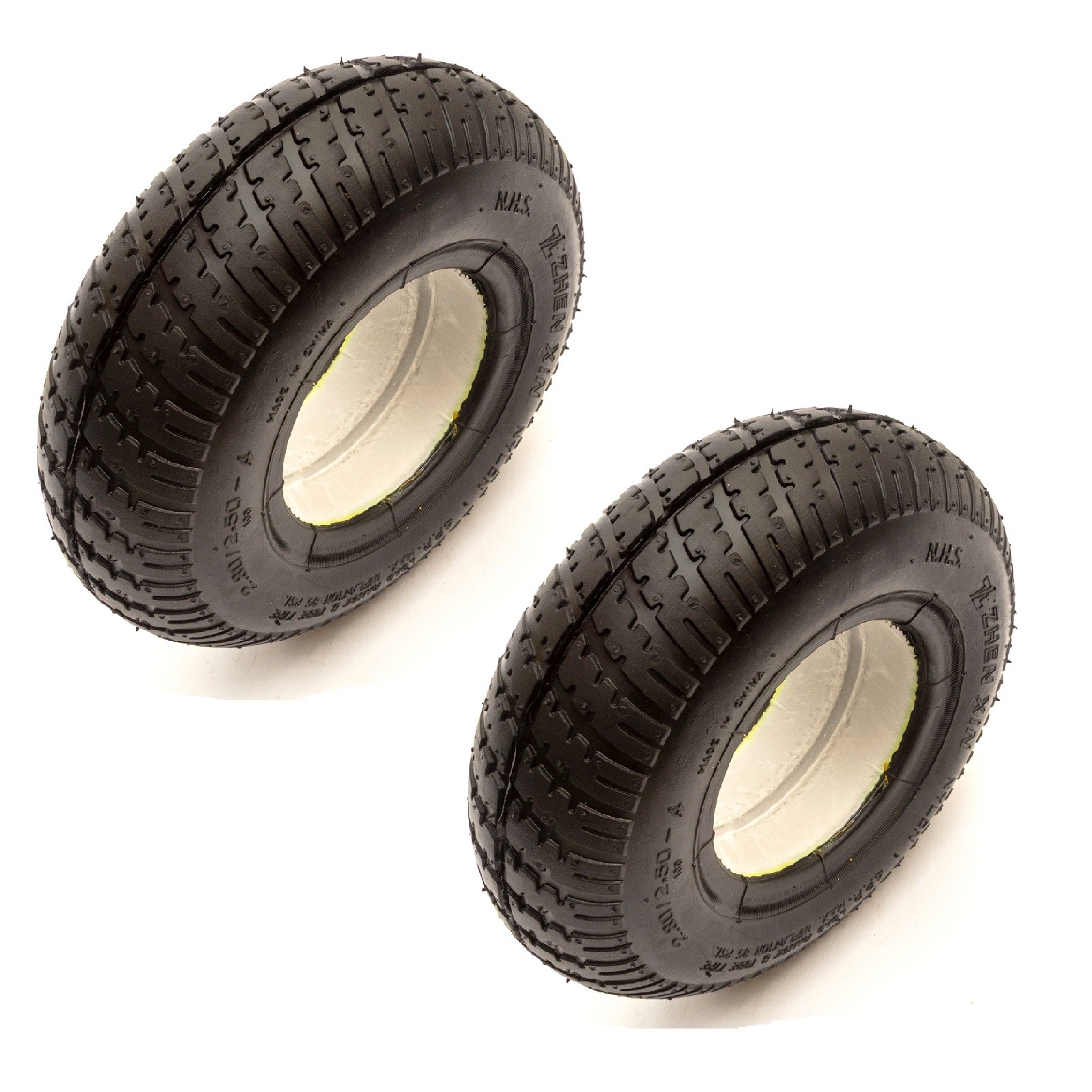 2x Tyre 2.80/2.50-4 PU Black Road Tread Mobility Scooter 4 Ply Fits 4'' Rim