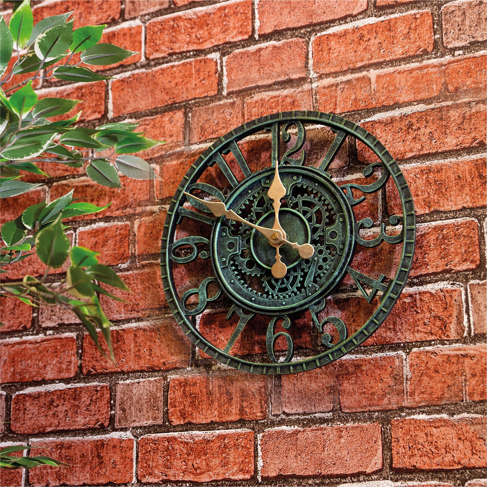 Outdoor Indoor Garden Station Wall Clock Hand Painted Church Clock 30cm Green