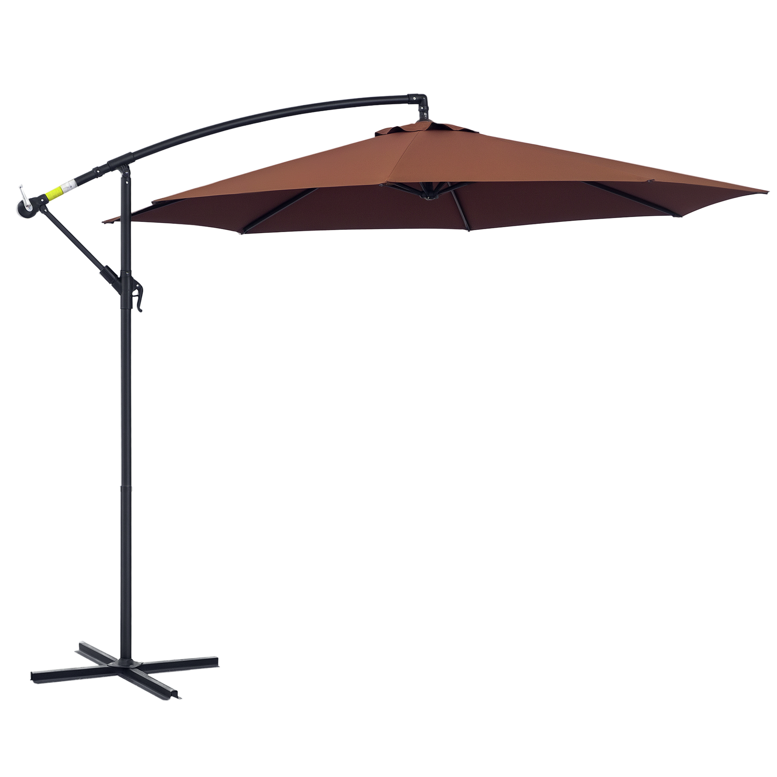Outsunny 3(m) Garden Banana Parasol Cantilever Umbrella w/ Crank, Coffee