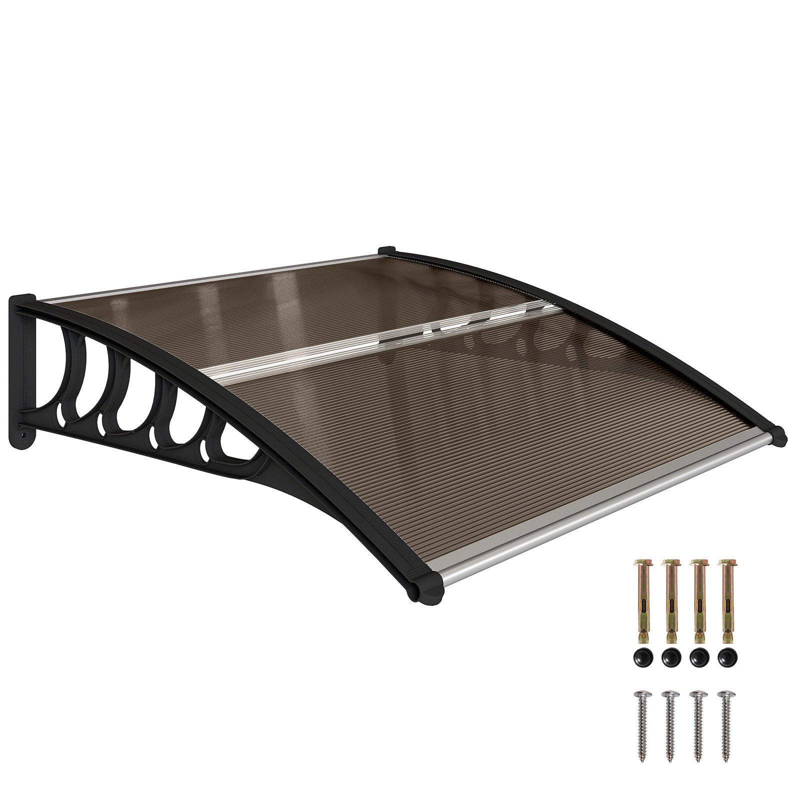 Outsunny Door Canopy Outdoor Awning Rain Shelter for Window Porch, Brown