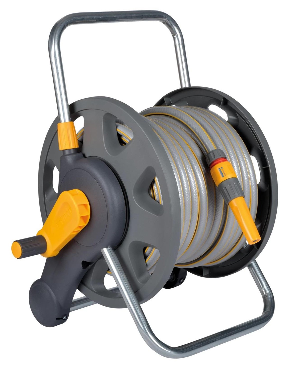 Hozelock Hose Reel 60m 2 in 1 with 50m of Hose Stands free or Wall Mountable