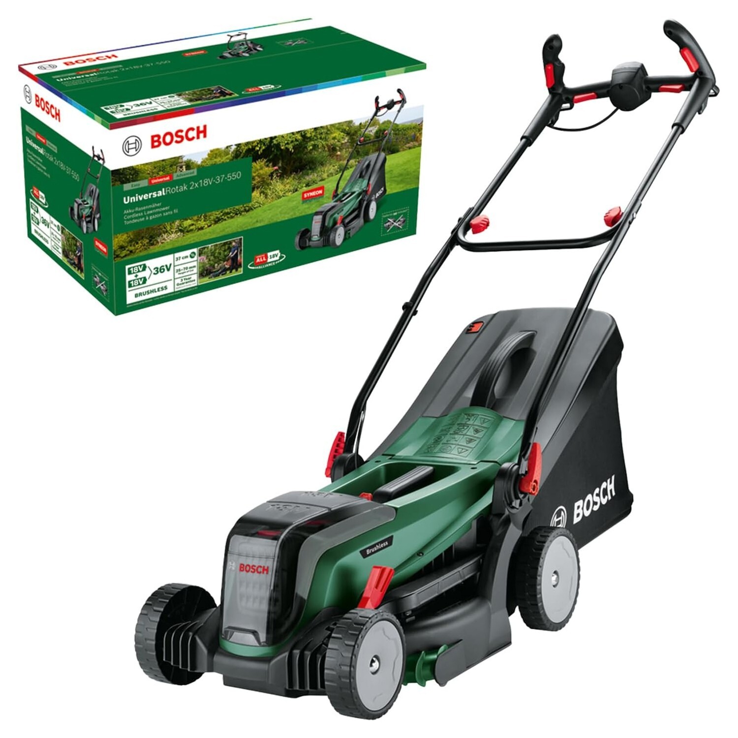 Bosch UniversalRotak 2x18V-37 Cordless Lawnmower 37cm – No Battery – 500m²