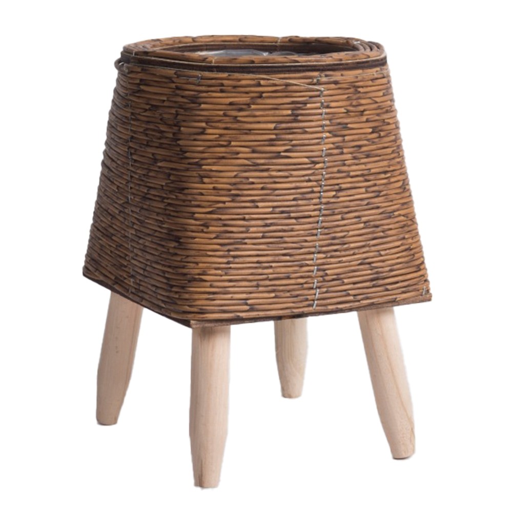 2X(Vintage Imitation Rattan Woven Flower Shelf Handmade Storage5536