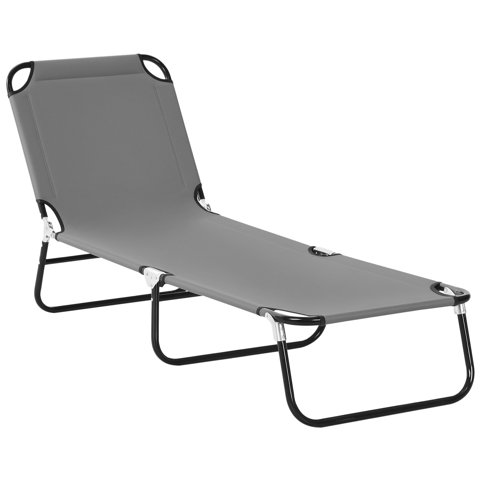 Outsunny Folding Lounge Chair Outdoor Chaise Lounge for Bench Patio Grey