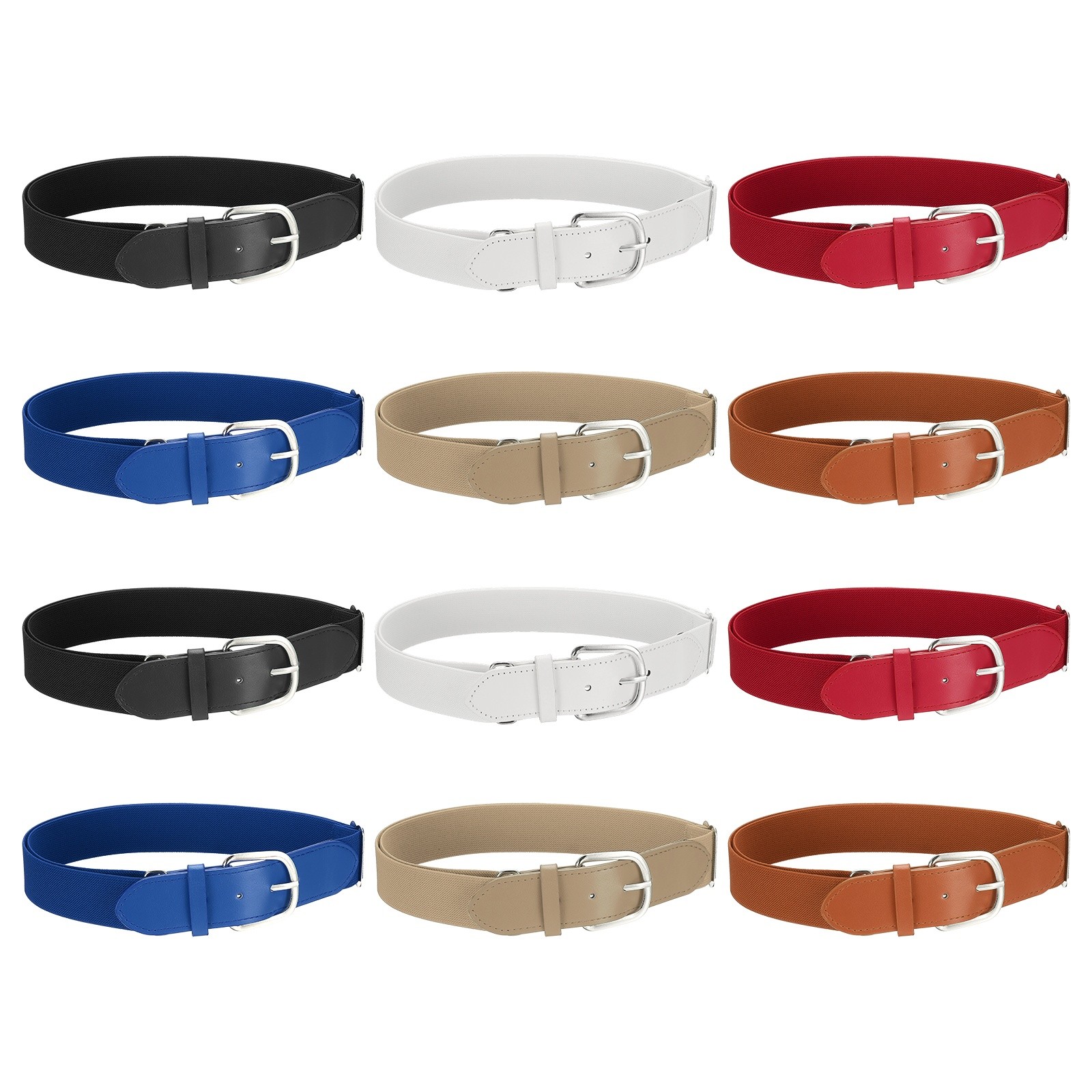 Baseball Belt Softball Belt Fit for Youth- (12 Pack, 6 Colors)