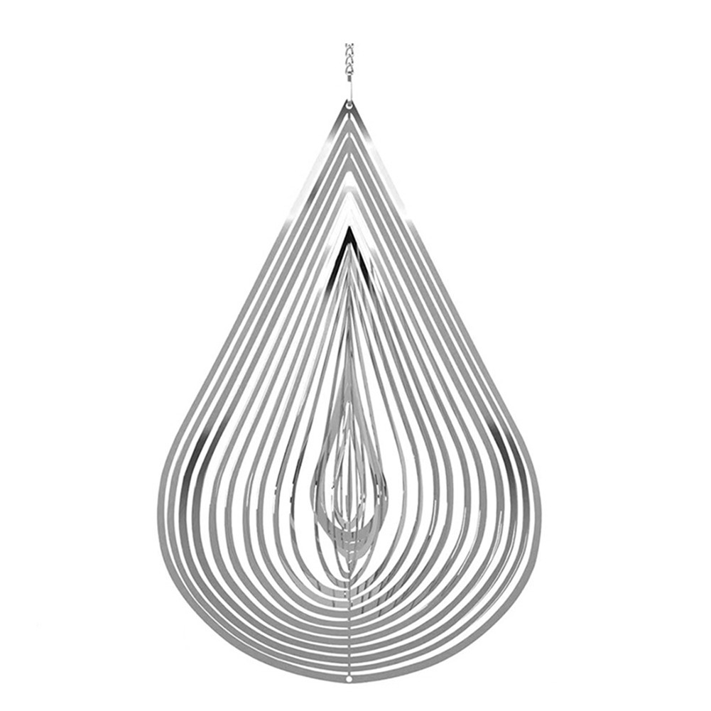 3X(Wind Spinner Water Drop-Shaped Stainless Steel 3D Flowing Light 8448