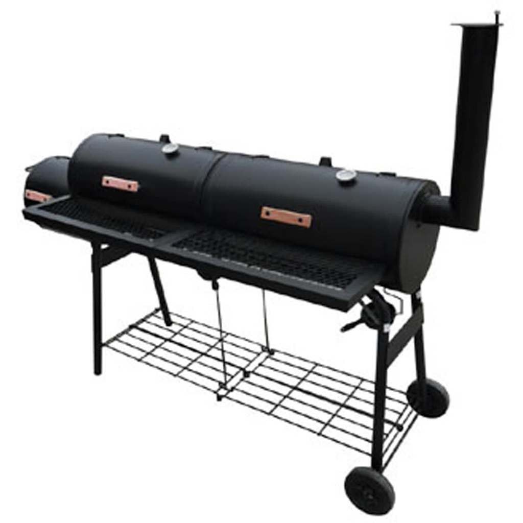 Smoker BBQ Nevada XL Black Outdoor Cooking Double Grill Box Appliance vidaXL