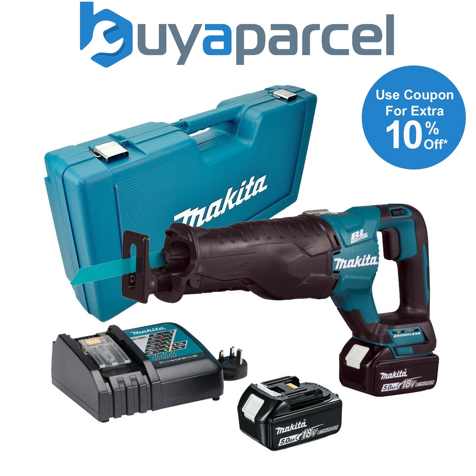 Makita DJR187RTE 18v LXT Brushless Reciprocating Sabre Saw - 2 x 5.0ah Batteries