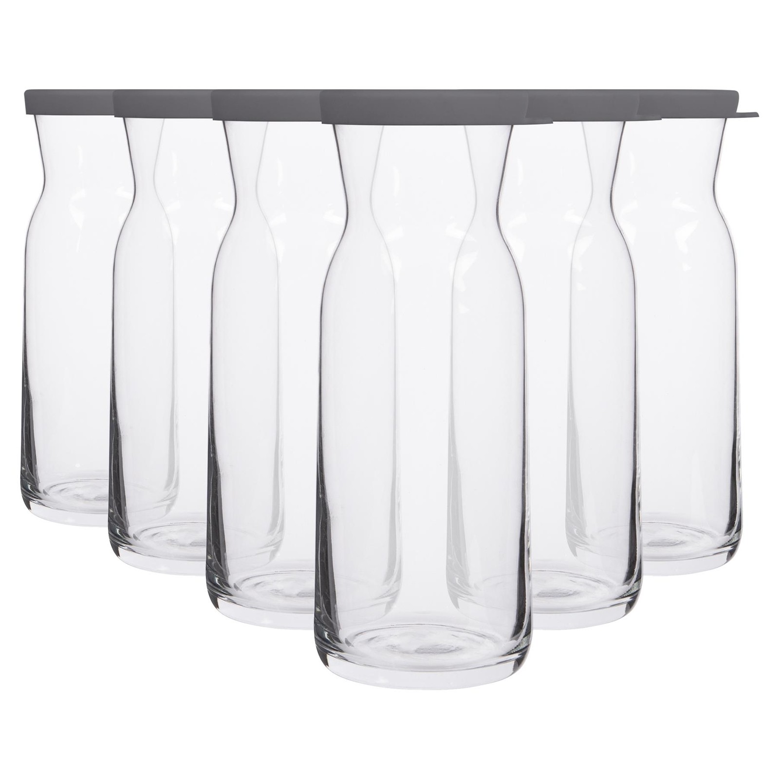 6x LAV Grey Lid 700ml Fonte Glass Carafes Clear Water Wine Decanter Bottle Set