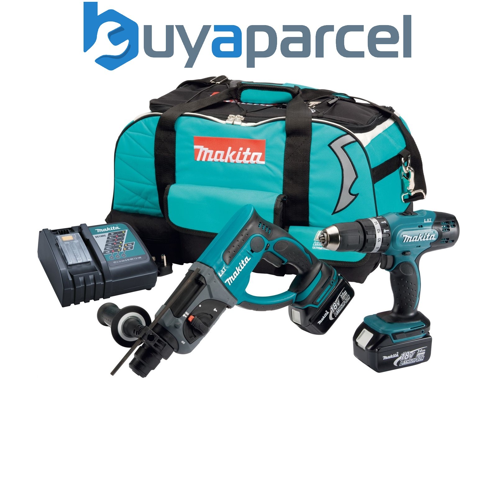 Makita DLX2025 18v LXT 2 PC LXT Lithium Kit DHR202 SDS + DHP453 Combi Drill 3ah