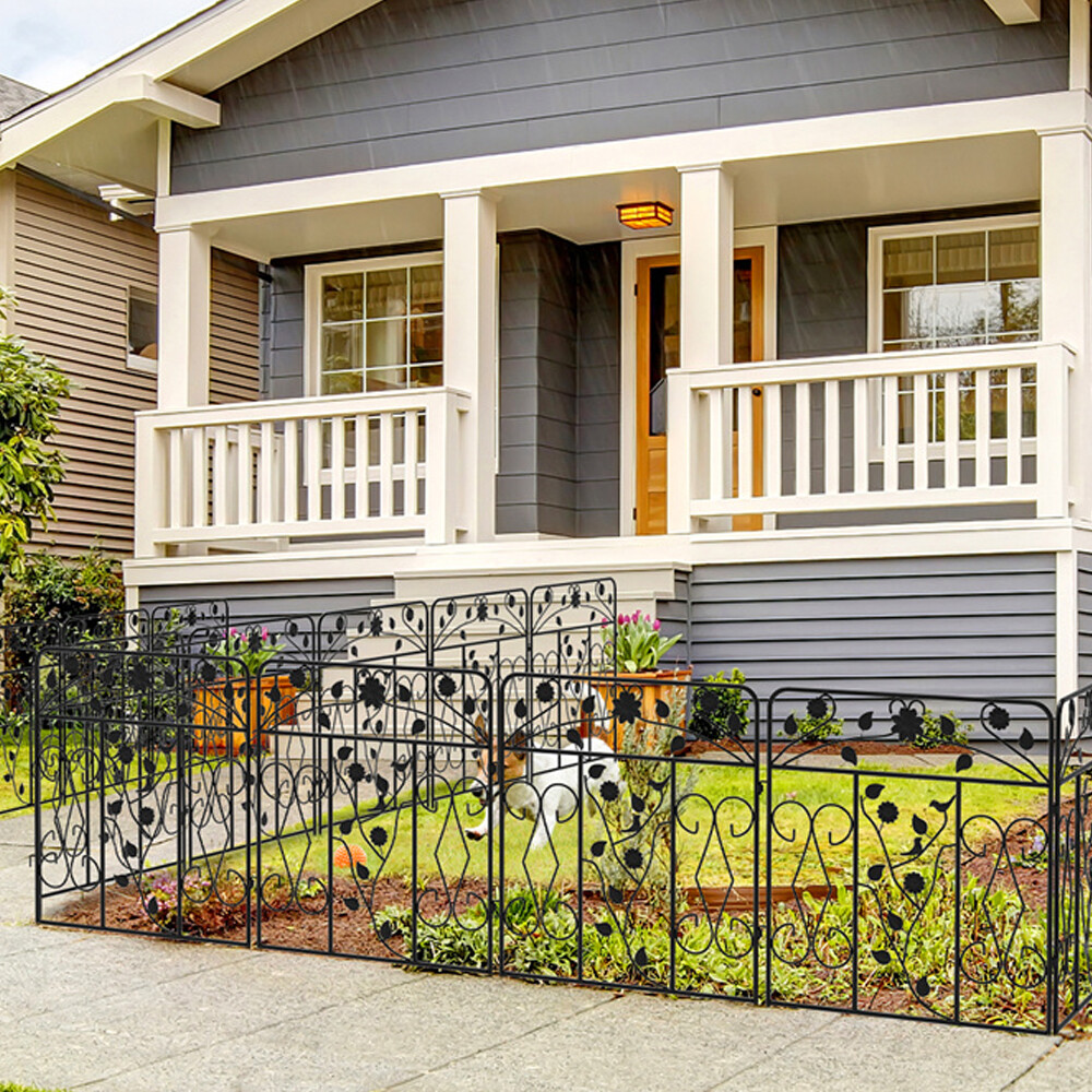 80cm Tall Steel Garden Fence 5 Panels Total Rust-Resistant Screen Gate Outdoor