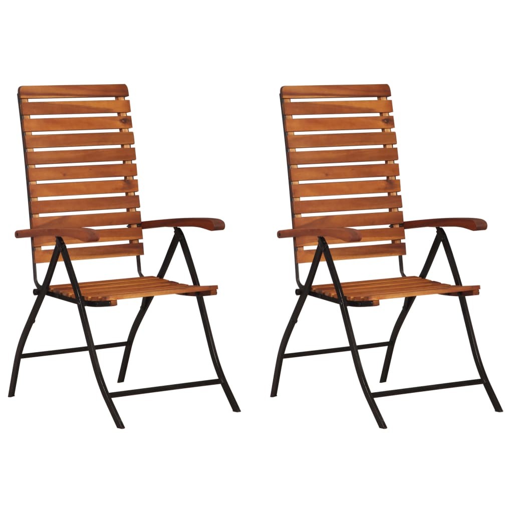 2x Solid Acacia Wood Reclining Garden Chairs Outdoor Recliner Seating vidaXL