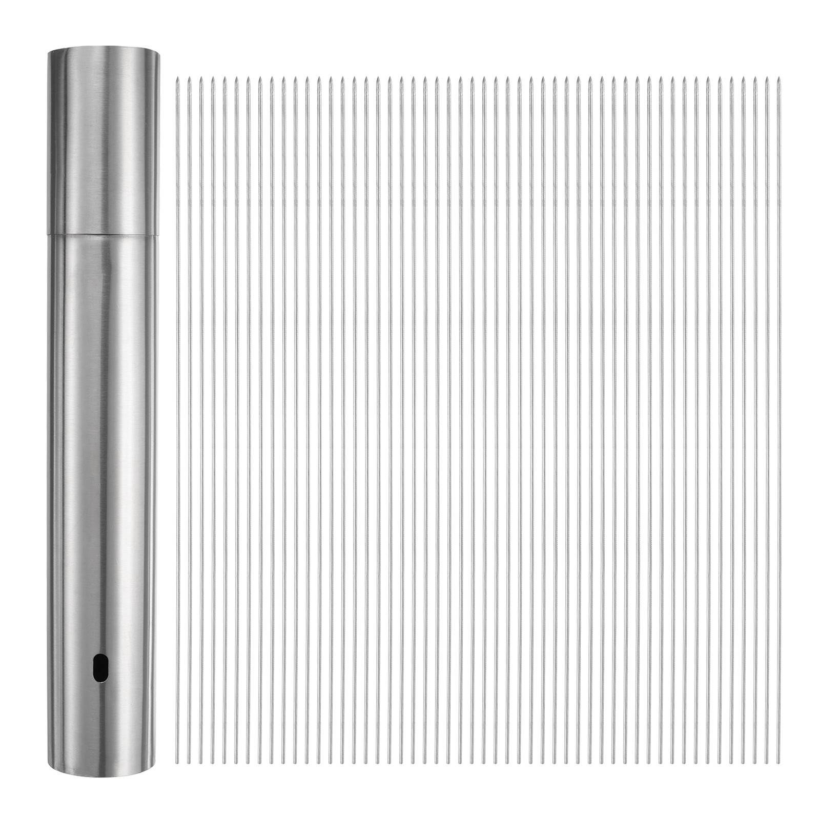 100pcs Kebob Skewers 30cm x 5cm Stainless Steel Round Sticks with Tube Storage