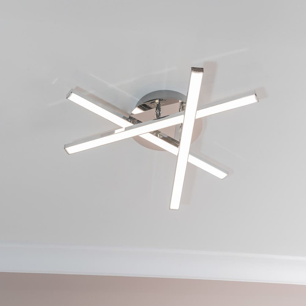 Adjustable Ceiling Light Fitting Integrated LED 4000K IP44 Rated Chrome 3 Arm