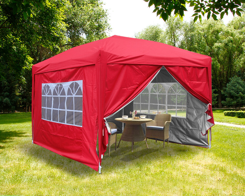 Garden Pop Up Gazebo Outdoor Marquee Tent with 4 Leg Weights Red 3x3 m