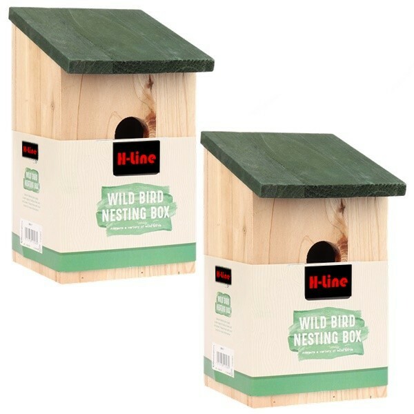 2 X WOODEN NESTING BOXES NEST BOX BIRD HOUSE SMALL BIRDS BLUE TIT ROBIN SPARROW