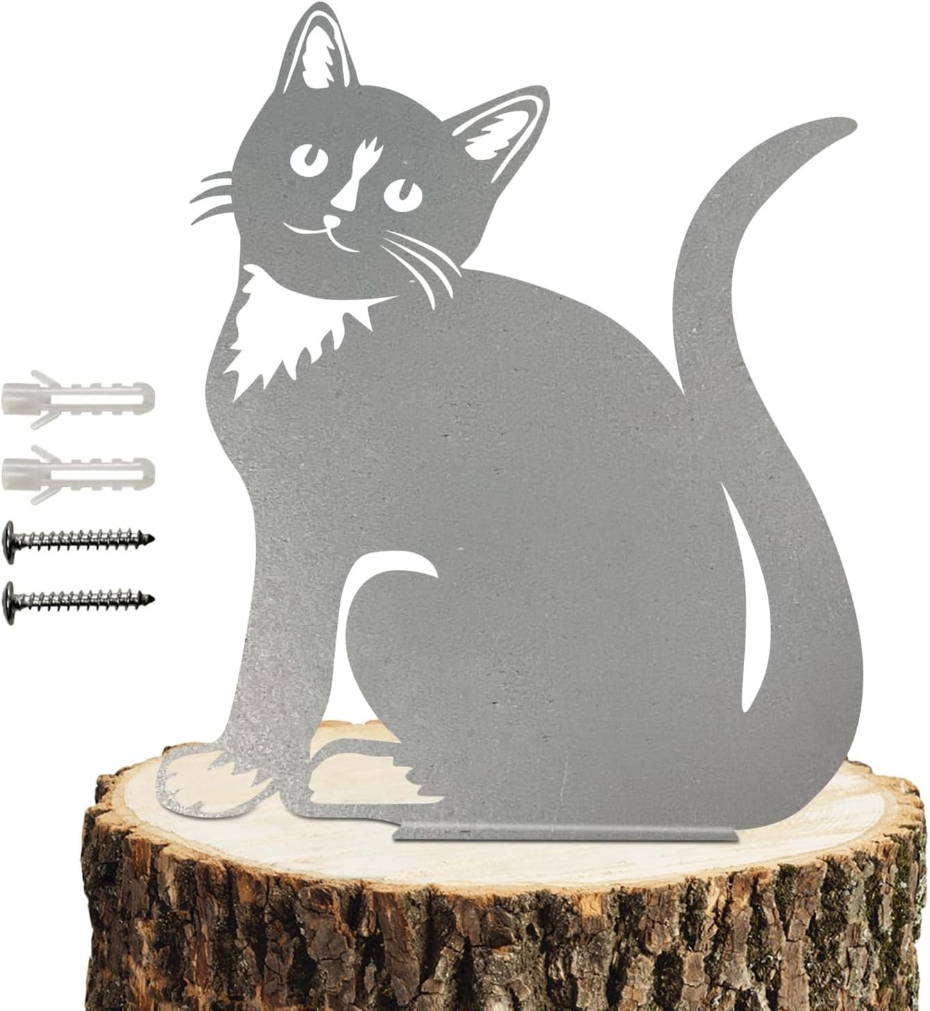 Metal Cat Decoration, Silver Garden Ornaments Silhouette Simulation Figurine Ho