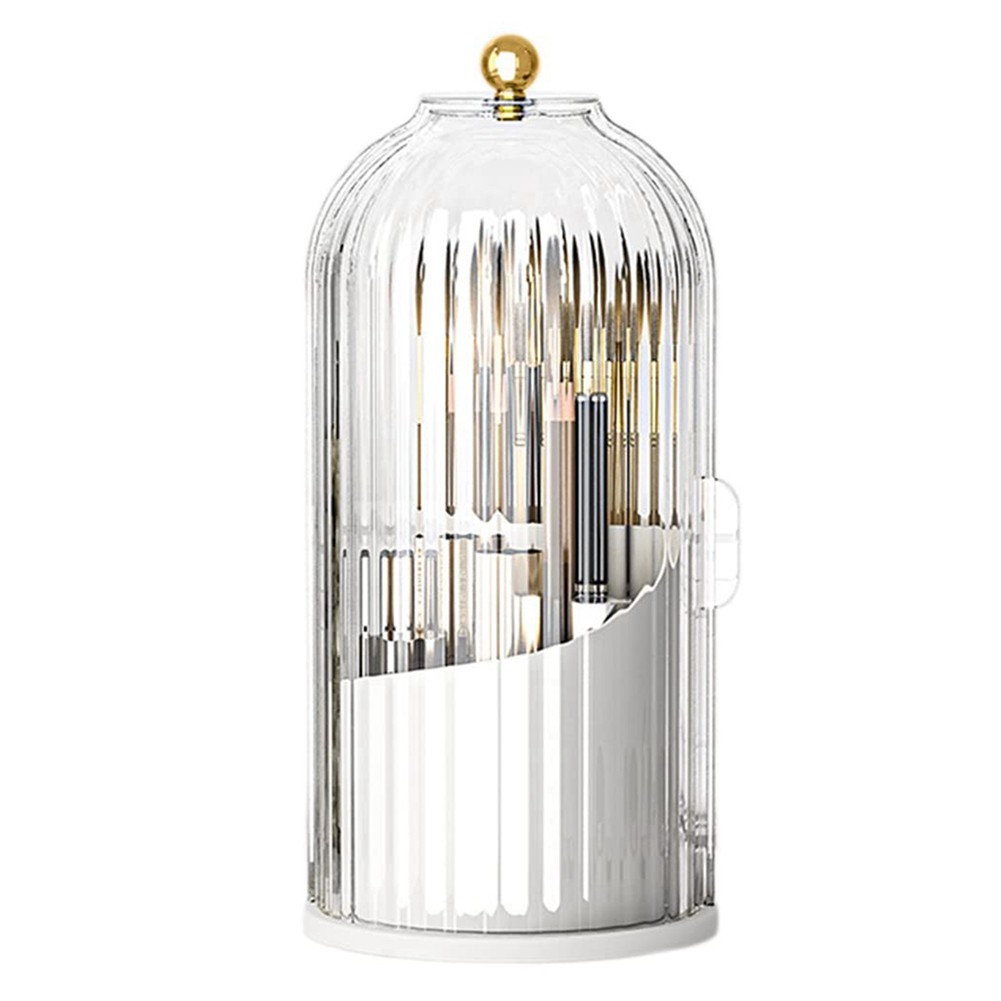 2X(360° Rotating Makeup Brush Holder with Lid Luxury Organizer Lipstick4383