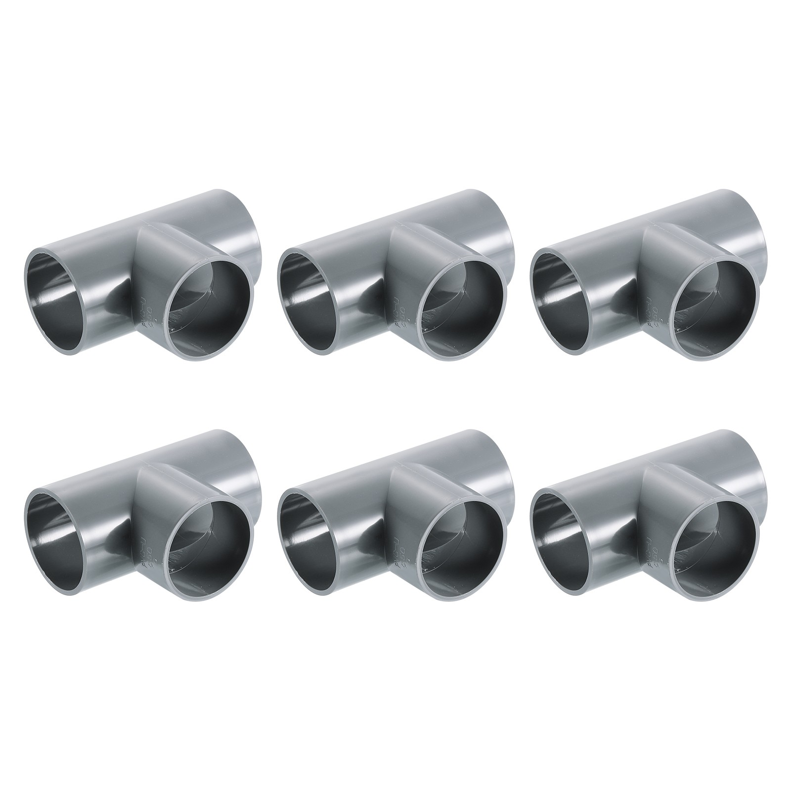1-1/2" PVC Tee, 6 Pcs 3 Way Elbow Connector Furniture Grade PVC Tee Elbow, Grey