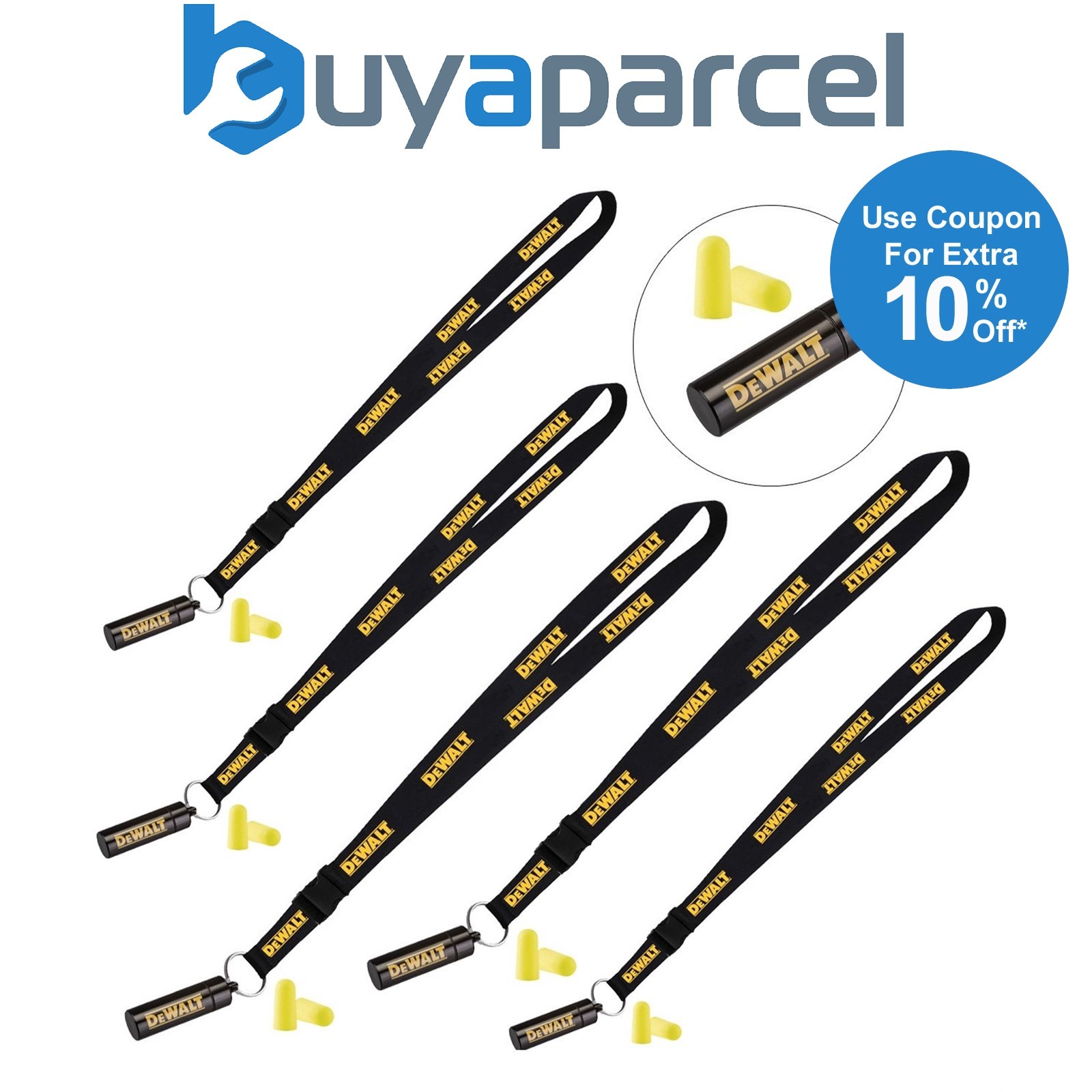 5x Dewalt Neck Strap Tool Lanyard Safety Card Id Badge Holder + Ear Plugs + Case