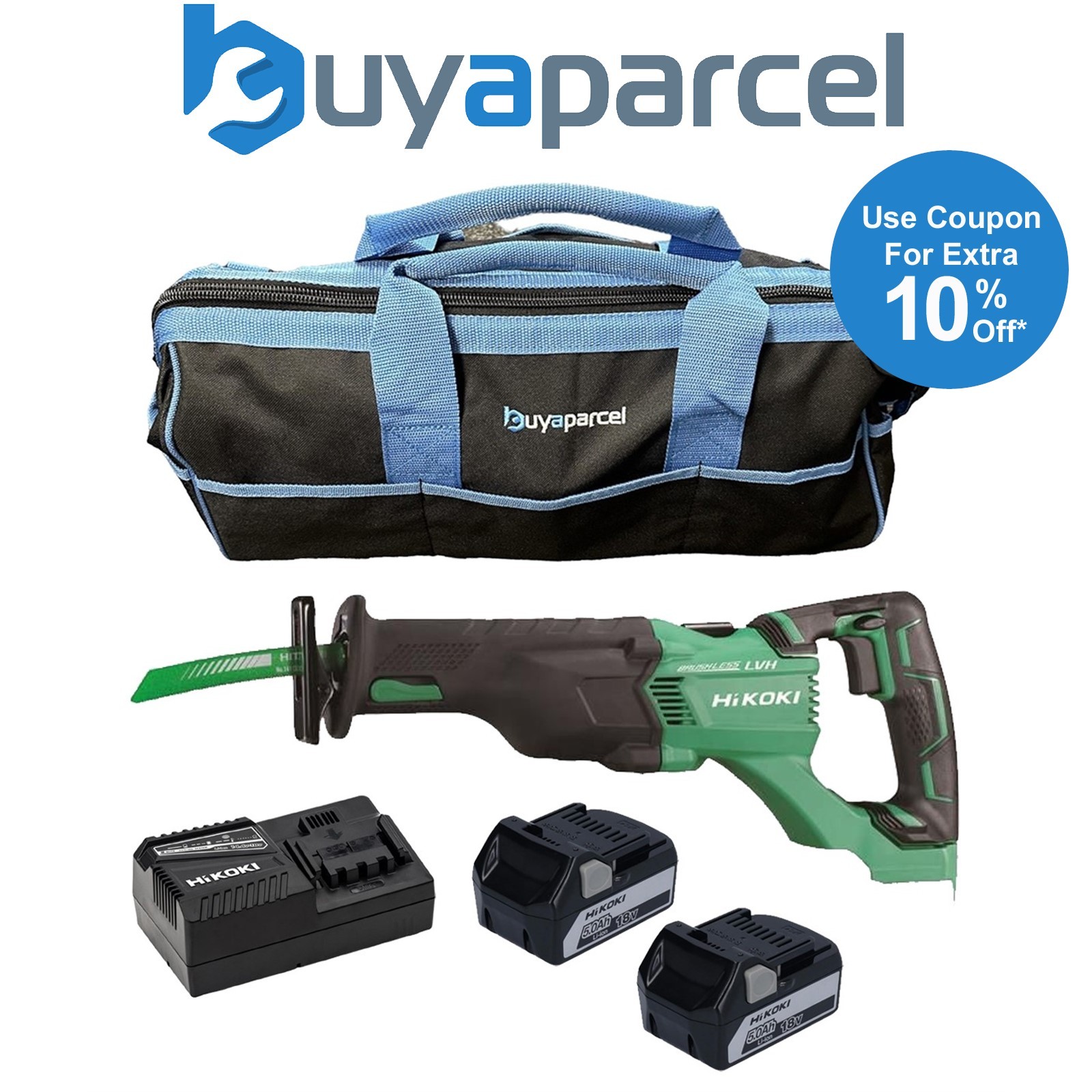 Hikoki CR18DBLJ4Z Brushless Recip Saw + X2 5AH Battery + Charger + 21" Bag