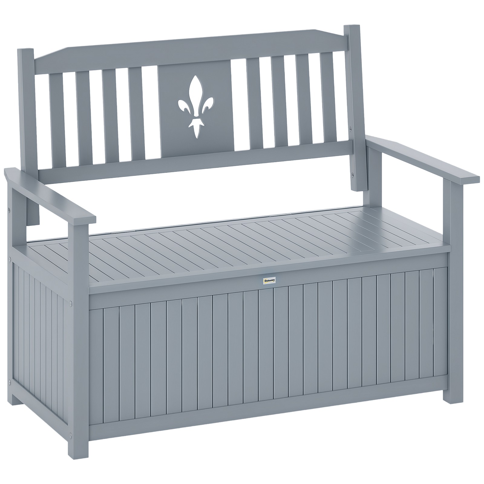 Outsunny 2 Seater Wood Garden Storage Bench Outdoor Storage Box Grey