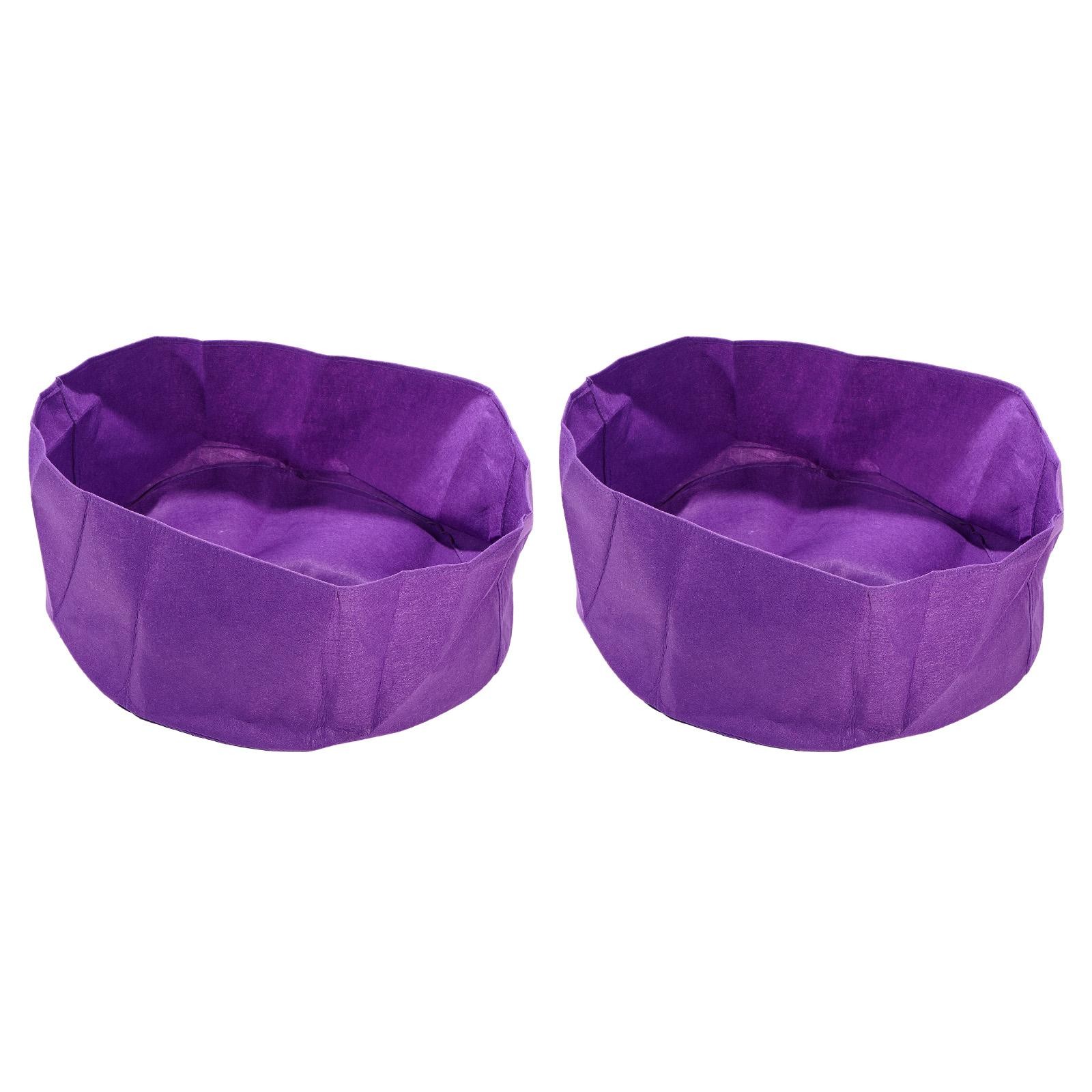 2Pcs Garden Grow Bag 30 Gallon Felt Fabric Round Planting Bed Plants Pot Purple