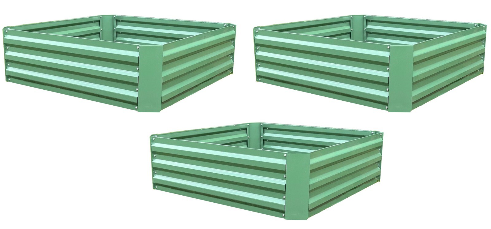 Garden Raised Bed Green Metal Vegetable Flower Planter (100 x 30cm) - Set of 3