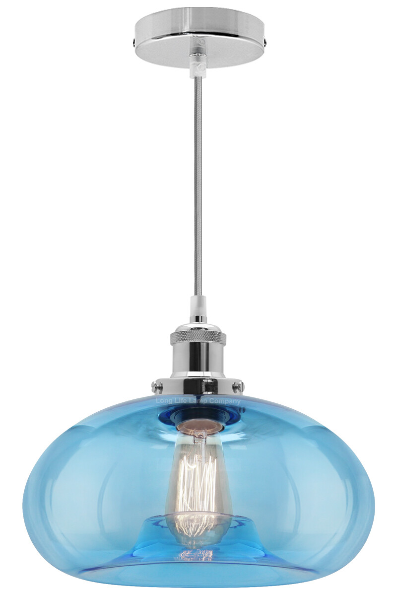 Modern Vintage Industrial Blue Glass Ceiling Lamp Shade Pendant Light M0237